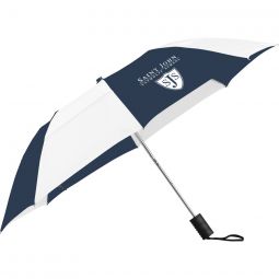 42" Vented Auto Open Windproof Umbrella, Navy/White